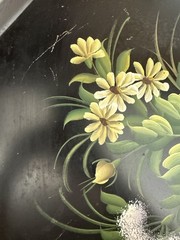 VTG Hand Painted Floral Toleware Tray Large 16″ x 22″