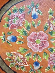 Vtg Artisan Hand Painted Floral Papier Mache Bowl Platter Folk Art Decor