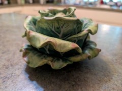 Vintage Detailed Ceramic Life-Like Cabbage 7.5″ X 4.25″ Unknown Maker