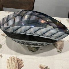 Murano seashell glass in black, gray,white and blue