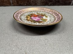 Butter Pat Limoges Fragonard France Porcelain Pink Gild Miniature Plate 3.25”