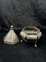 Islamic Rare White Metal Handmade Old Box With Beautiful Art From Afghanistan