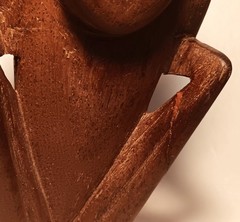 1900s PALAU vtg 7″ wood statue pacific island tiki god seashell eyes fetish art