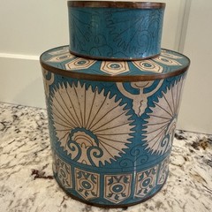Fabienne Jouvin Paris Cloisonné Enamel Copper Tea Canister Lidded Jar 7” Signed