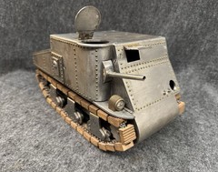 Vintage c1950 Electric Steel Military Tank Homemade Craftsman Little Willie READ