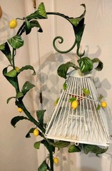 VINTAGE 1960’S ITALIAN TOLEWARE 64″ FREE STANDING NOVELTY DECORATIVE BIRDCAGE