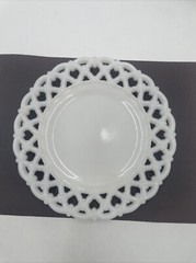 6 Westmoreland White Milk Glass Open Lace Reticulated Edge Heavy 8.5” Plate Set!