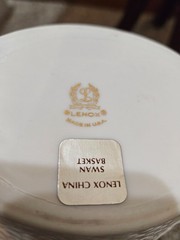Vintage Lenox Double swan basket bowl Made in USA with gold logo