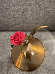 VTG Mid Century MODERN DEMOTT ROSE COPPER METAL SCULPTURE ON ONYX STONE