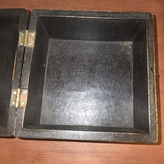 Unbranded Vintage Wooden Trinket Box With Hammered Metal Lid Hinged Wood