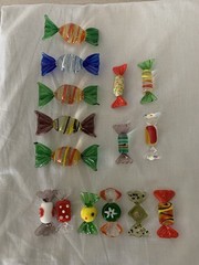 Hand Blown Glass Candy Pieces Small Colorful Art Glass Various Sizes Lot of 15