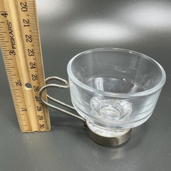Vintage Espresso Coffee Cups Mugs Glass Steel Handles Clear Glass Small Cups VTG