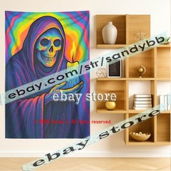 Psychedelic reaper wall tapestry energy gothic 39X59 in