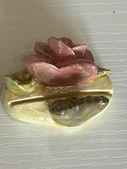 Vintage Ceramic Flower Floral Rose 2 in Calling Card Holder Unbranded 1B56