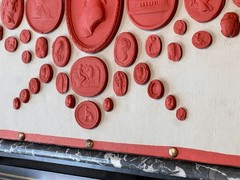 Set of Three Grand Tour Neoclassical Vintage Red Plaster Cast Waxed Intaglio set