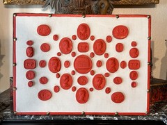 Set of Three Grand Tour Neoclassical Vintage Red Plaster Cast Waxed Intaglio set