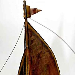 De Mott Brass Copper Sailboat 9″ Ship Signed Art Sculpture Onyx 1970s Heavy Vtg