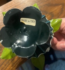 Vintage Italian Tole Metal Flower Basket MCM Mini Toleware Painted Blue Pink