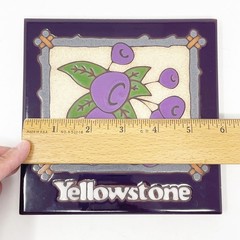 Masterworks Art Tiles Ceramic Yellowstone Trivet Purple Flowers Travel Souvenir