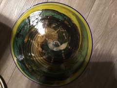 Hand Blown Glass Platter Vintage Unbranded