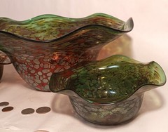 CLUSTER vtg studio art glass sculpture bowl goose bay yellowstone park western