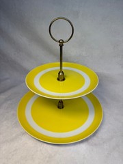 Vintage 1975 Fitz & Floyd Yellow 2-Tier Serving Tray