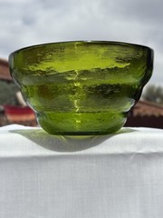 Blenko Glass Works “Deep Green Beehive Tiered” Bowl Signed “ Walter Blenko-2013”