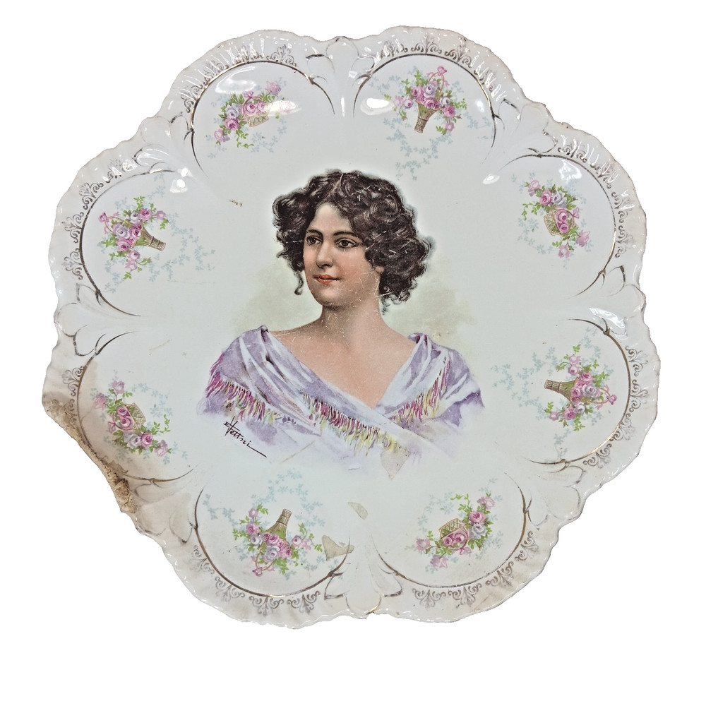 Antique Edwardian Woman Porcelain Portrait Plate Crescent China – Alliance, Ohio