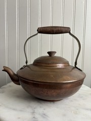 Vintage Copper Tea Kettle Cottagecore VTG Coastal Grandma Farmhouse Traditional