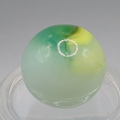 0.62″ Vintage Akro Agate Green Yellow Popeye Patch Marble- #Q141
