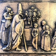 Mid Century German Wax Relief Wall Hanging of 1900 Swiss Gingerbread Cookie Mold