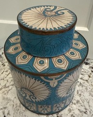 Fabienne Jouvin Paris Cloisonné Enamel Copper Tea Canister Lidded Jar 7” Signed