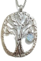 Roman Glass Pendent 925 Silver Tree Of Life Ancient Fragment Roman Glass 200 B.C