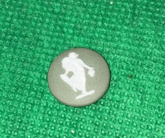 Wedgwood Green Jasper White Neoclassical Greek Figure Cameo Medallion 1/2”