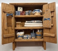 Vintage My Country Cupboard Primitive Wood Kitchen Cabinet Diorama Folk Art