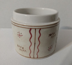 Antique handmade Pottery Greece Lion Pen holder, make up brush holder, no lid
