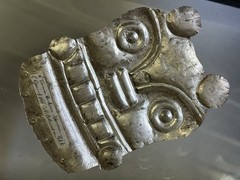 RARE AUTHENTIC PRE-COLUMBIAN SILVER HUMAN EFFIGY MASK W/ COA, SOUTH AMERICA