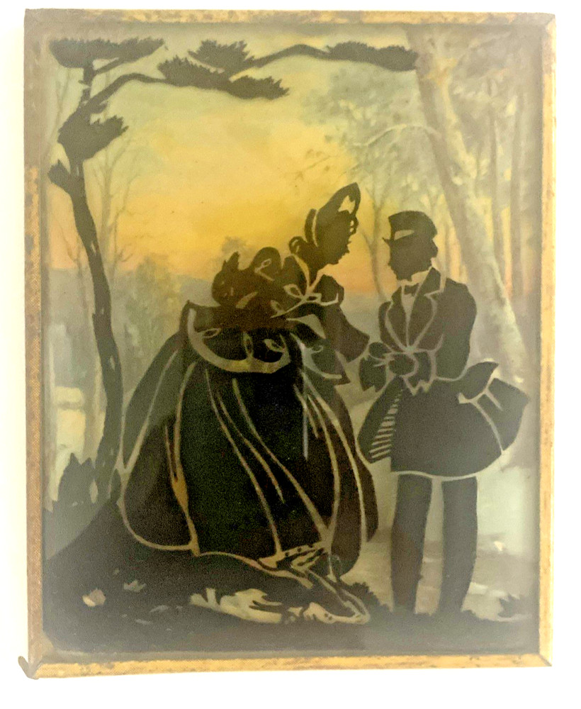 Vintage Silhouette Convex Bubble Glass Pictures 5″ x 4″