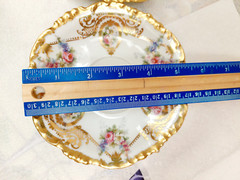 VTG /ANTIQUE LIMOGES J POUYAT BERNARDAUD FLORAL GILDED 3 CUPS SAUCERS FRANCE