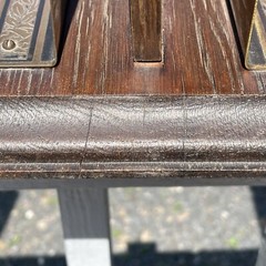 Antique 19th C. Victorian Desk Paper Organizer Brass Wood Enamel Art Nouveau