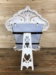 Vintage ART NOUVEAU HEAVY Figural Painted Cast Iron Easel Stained Glass Panel