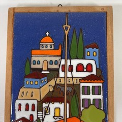 20th Century Greece Art Wall Décor Tile Terracotta Angelo Tsakirakis 8.5 x 4.5