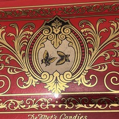 Rare Vintage Tindeco DeMets English Toffee, Bright Red Art Deco Butterfly Tin
