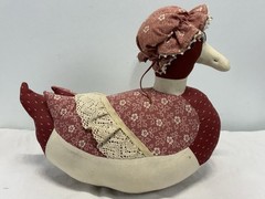 Vtg Handmade Stuffed Plush Mother Goose Bird Weighted Farmhouse Doorstop 13″