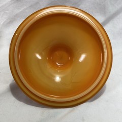 LE Smith Orange Slag Glass Covered Pedestal Candy Dish Compote With Lid Vintage