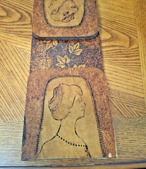 Antique Art Nouveau Expanding Bookend Wood Slide Flemish Folk Art