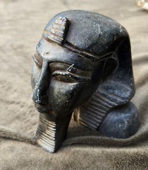 Egyptian Antiquities Pharaoh Head, Hand Made In Giza, Very Heavy Basalt, Unique.