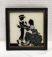 Vintage Art RELIANCE Silhouette Victorian Style Framed “ The Gift Bearer”