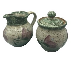 Original ❤️ Parsley Artisan Pottery Magnolia￼Creamer & Sugar