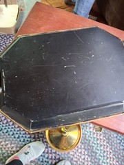 Vtg Hand Painted Tole Metal Tray Floral handles (2564)